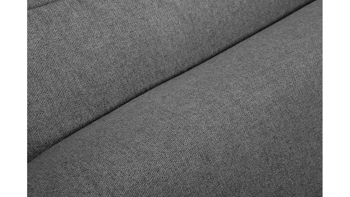 Sofá chaise longue 5 plazas gris antracita con patas de metal negro PUCHKINE